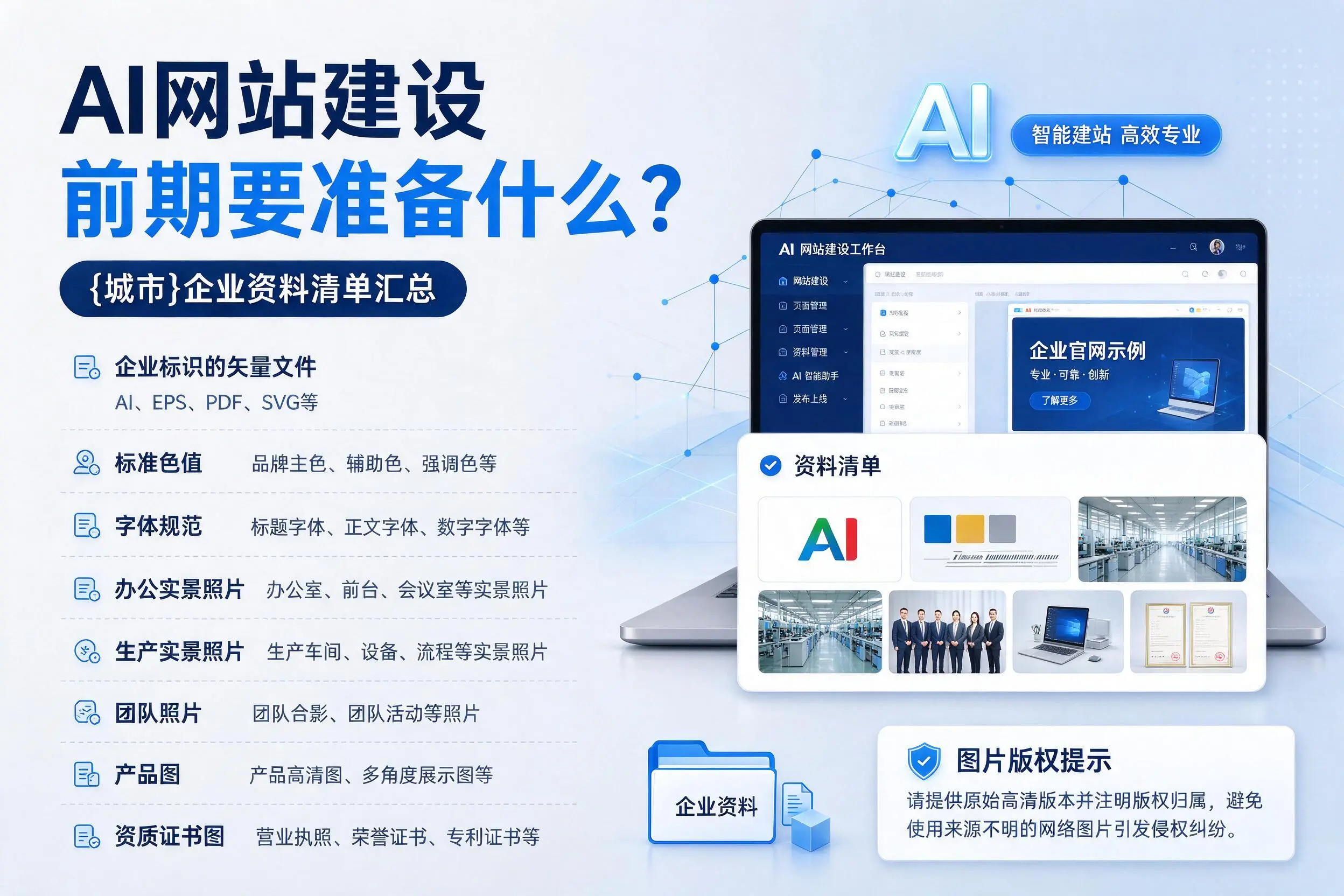 AI网站建设前期要准备什么?宿州企业资料清单汇总